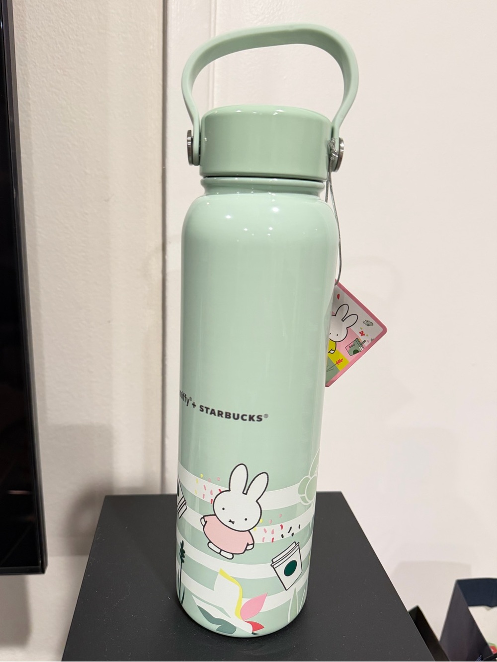 Starbucks Mint Green Stainless Steel Bottle with Bunny and Floral Design